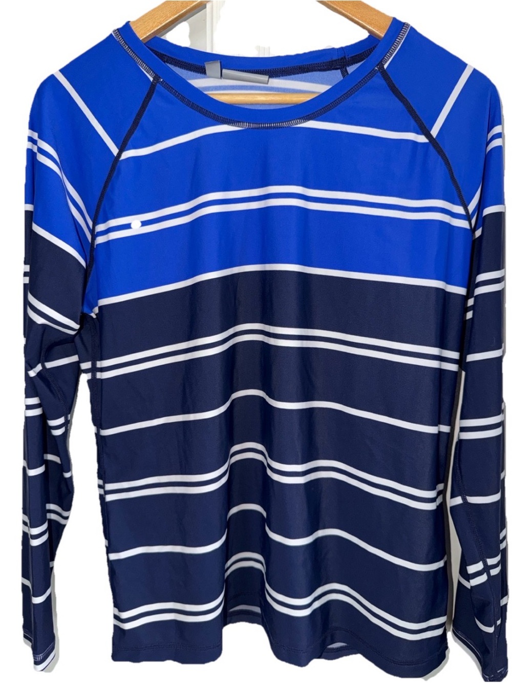 Athleta Long Sleeve Blue Striped Top Sz. XL